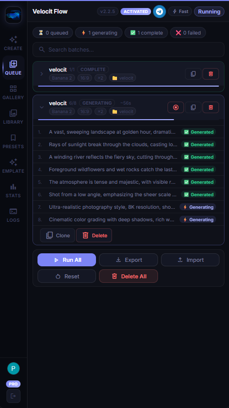 Queue tab