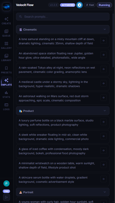 Templates tab