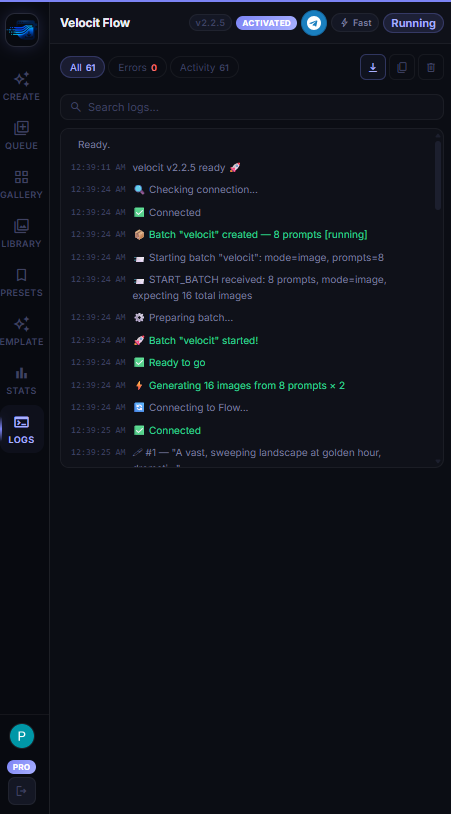 Logs tab